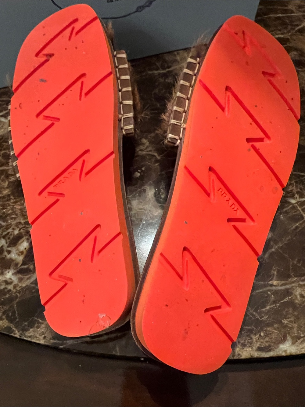 Prada Brown Fur Slide Mules - Picture 3 of 4